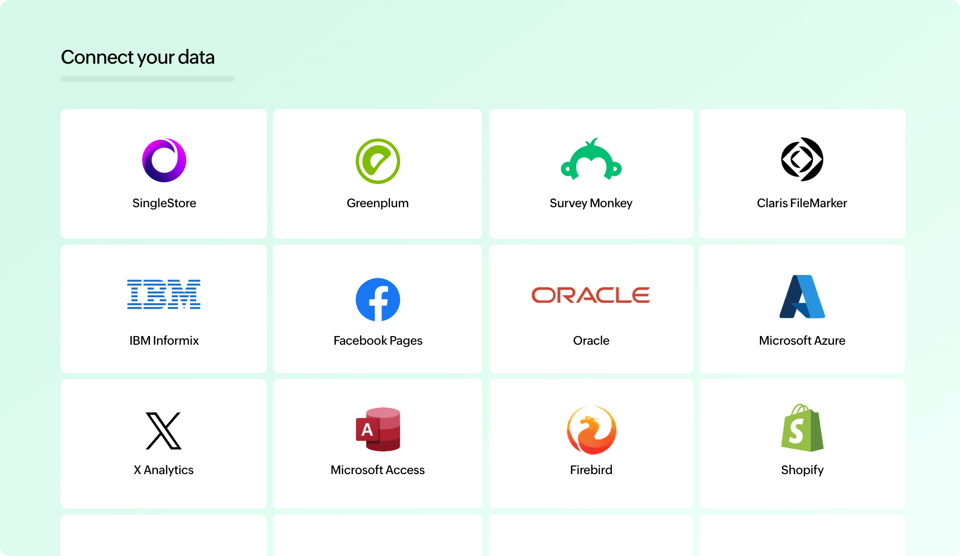 Interface do Zoho Analytics — conexão de fontes de dados