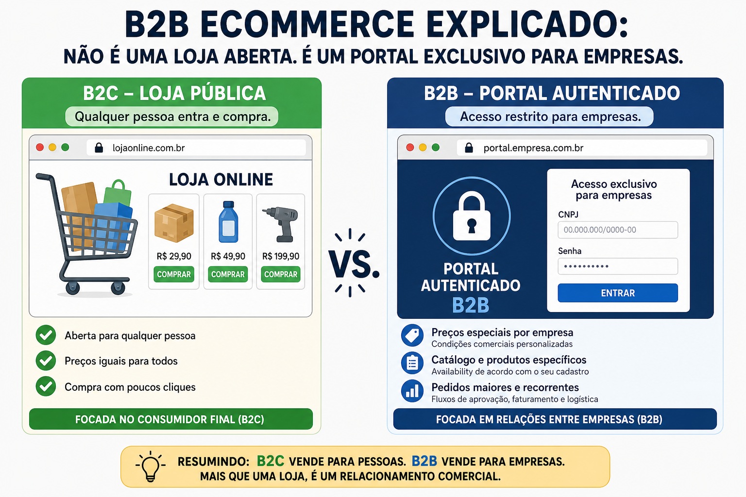 E-commerce B2B: portal de pedidos versus planilha