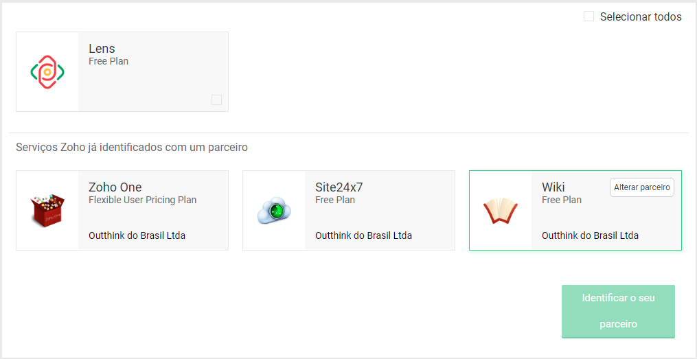 Opção Alterar parceiro visível ao passar o mouse