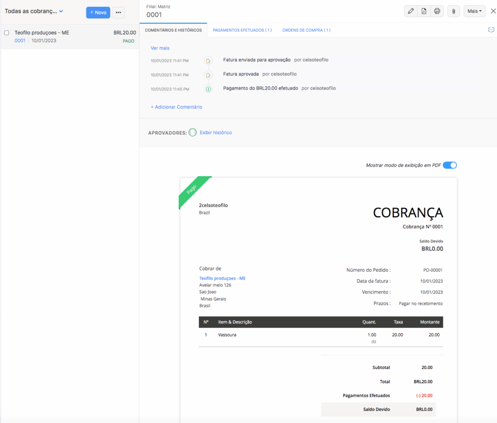 Ordem de compra finalizada