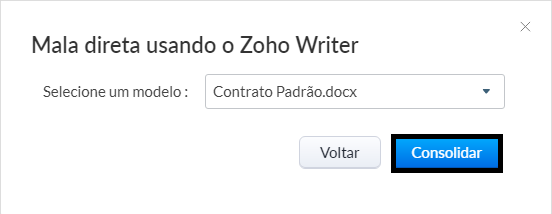 Seleção de template