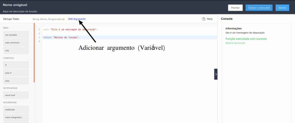 Botão Edit Arguments na interface Deluge