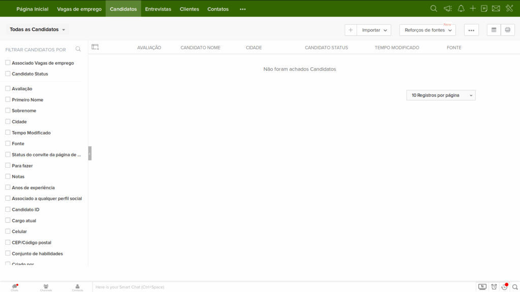 Passo 4 da importação no Zoho Recruit