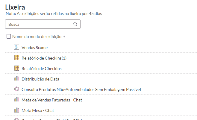 Restaurando relatórios
